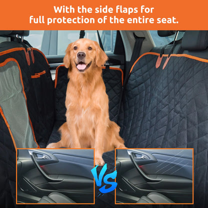 Collapsible Dog Car Seat Cover for Back Seat Dog Waterproof Seat Cover Dog Hammock for Car Nonslip Pet Seat Cover with Mesh Window & Pocket for Cars Trucks and Suvs