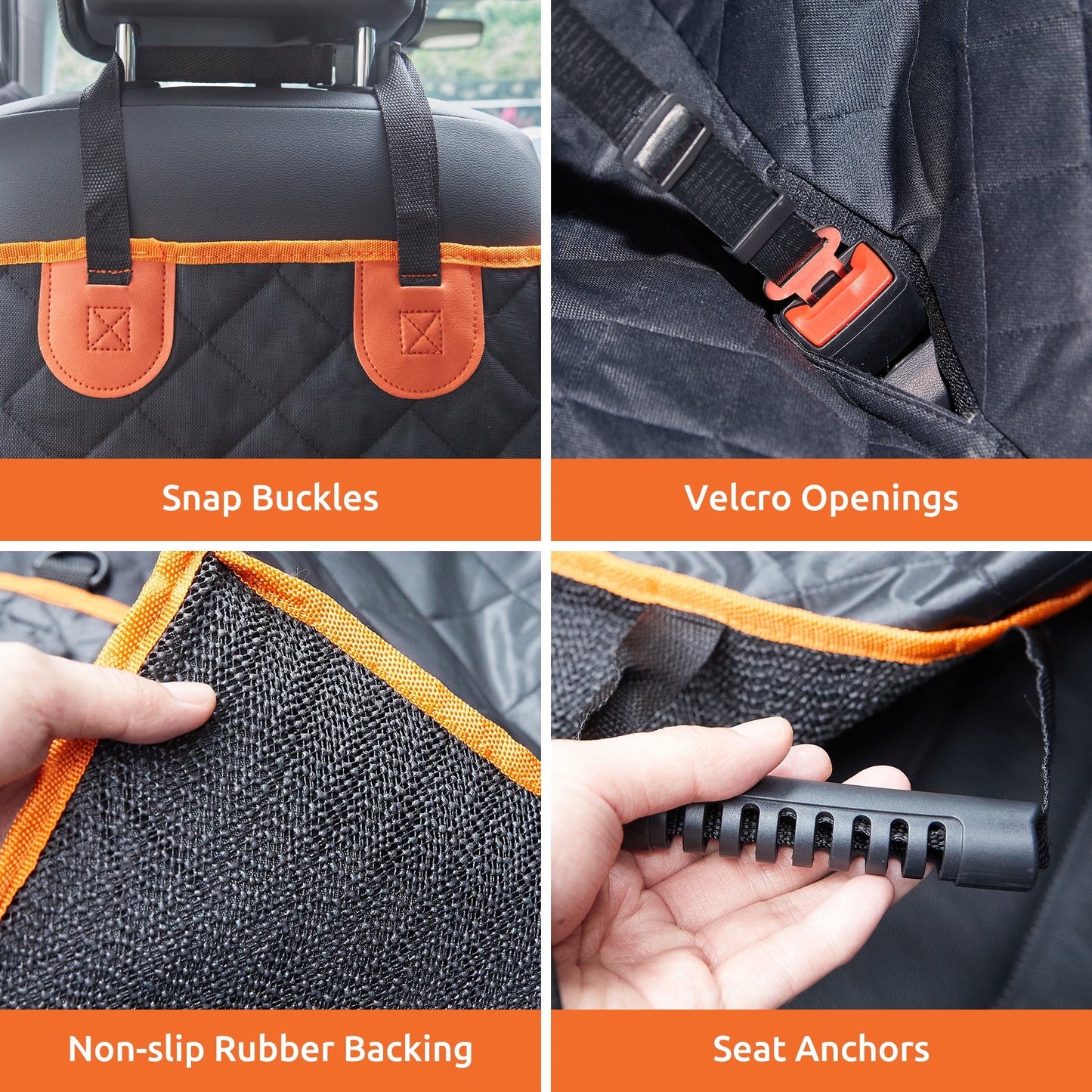 Collapsible Dog Car Seat Cover for Back Seat Dog Waterproof Seat Cover Dog Hammock for Car Nonslip Pet Seat Cover with Mesh Window & Pocket for Cars Trucks and Suvs