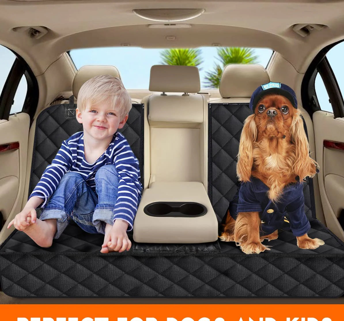 Dog Car Seat Cover - Waterproof Back Seat Protector for Pets, Non-Slip Design, Compatible with Most Cars, Trucks, and SUVs - Black